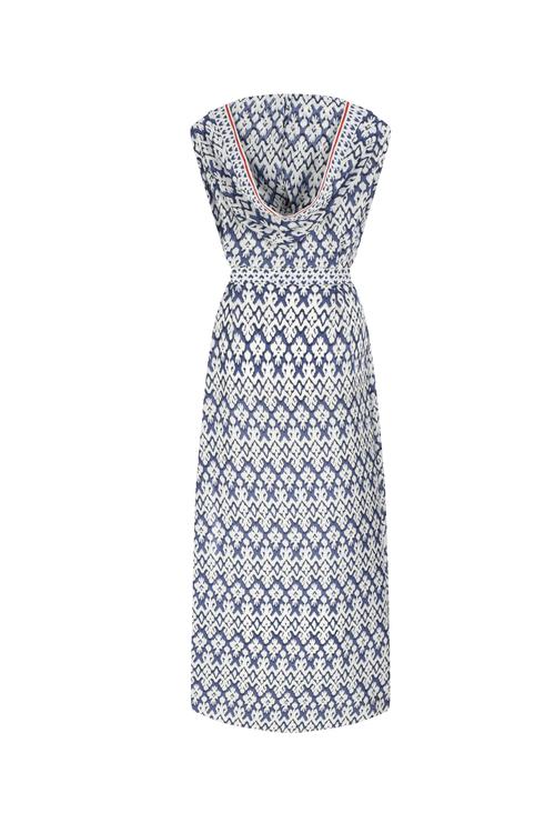  ETNİK DESENLİ KOLSUZ BAĞLAMA DETAYLI UZUN KİMONO