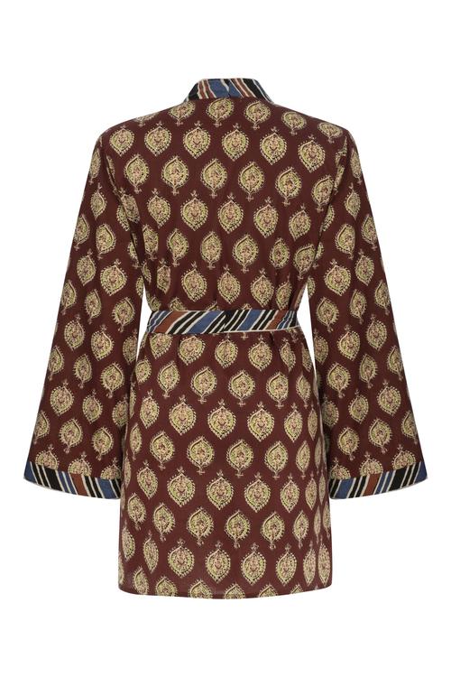  ETNİK DESENLİ KUŞAKLI KİMONO