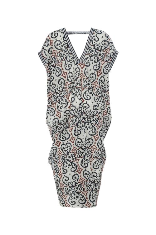  ETNİK DESENLİ UZUN PLAJ ELBİSESİ