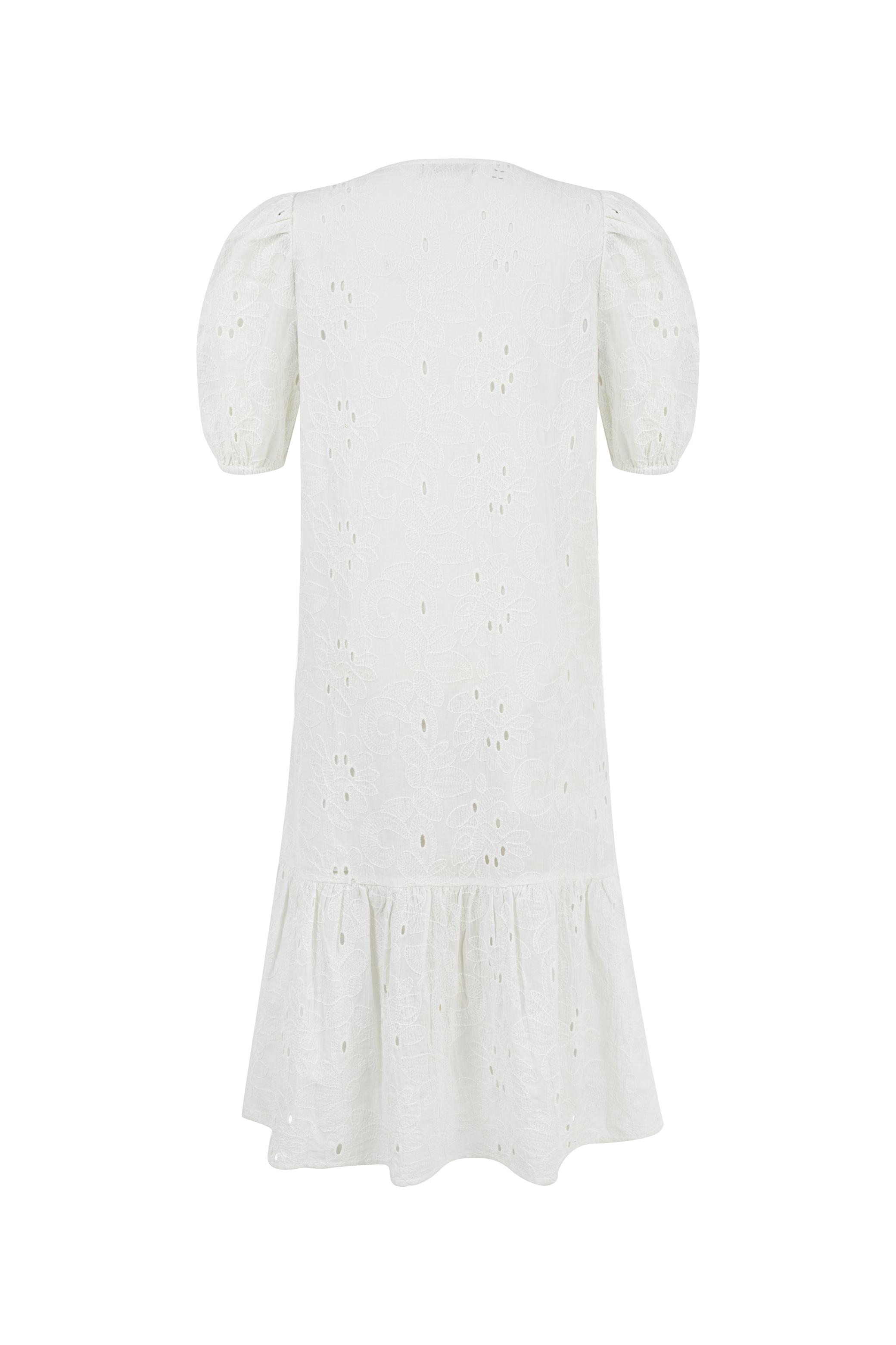 DANTELLİ V YAKA MİDİ ELBİSE