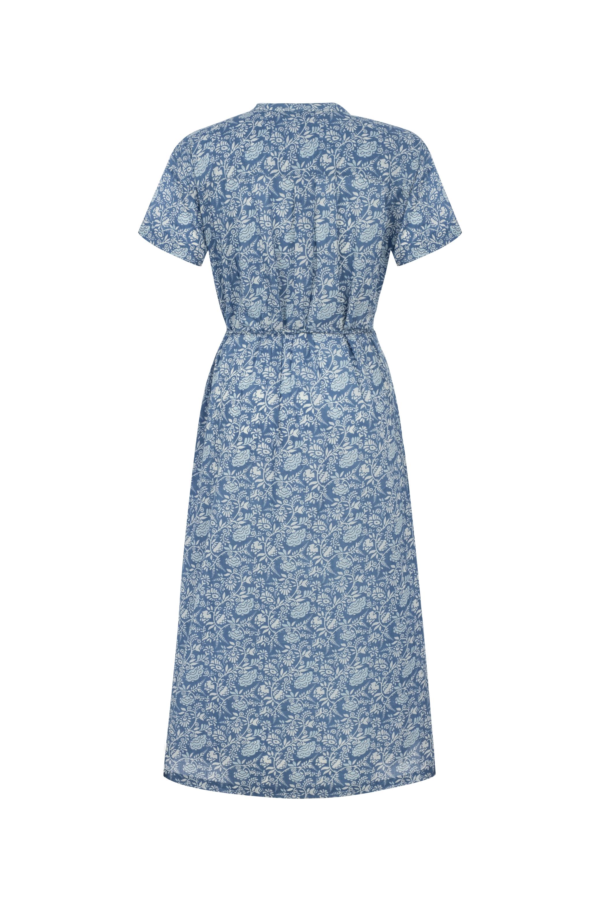 ETNİK DESENLİ KISA KOLLU MİDİ ELBİSE