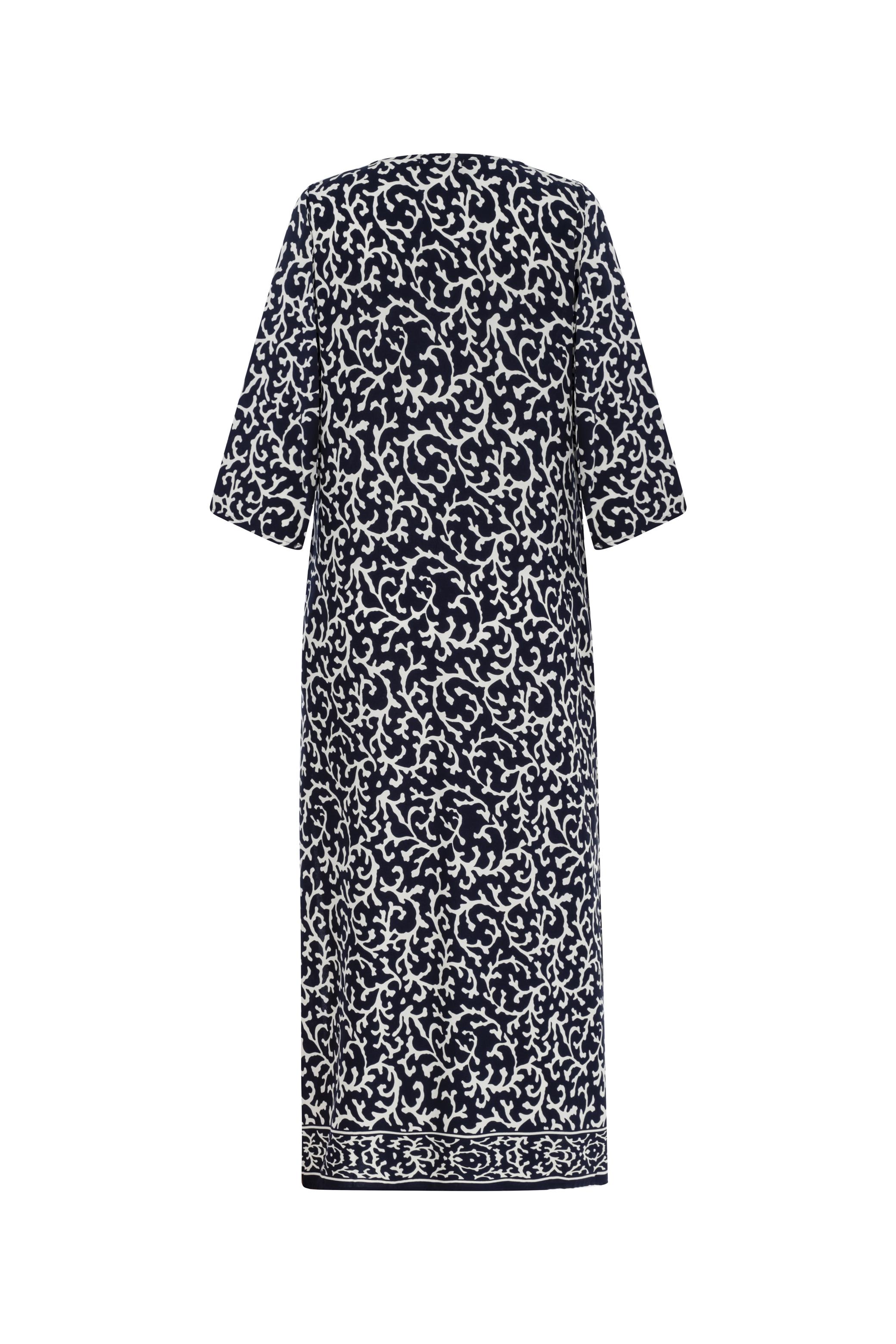 ETNİK DESENLİ UZUN KOLLU UZUN ELBİSE