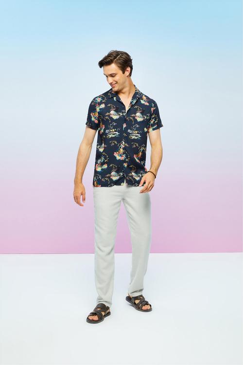  KISA KOLLU BASKILI GÖMLEK