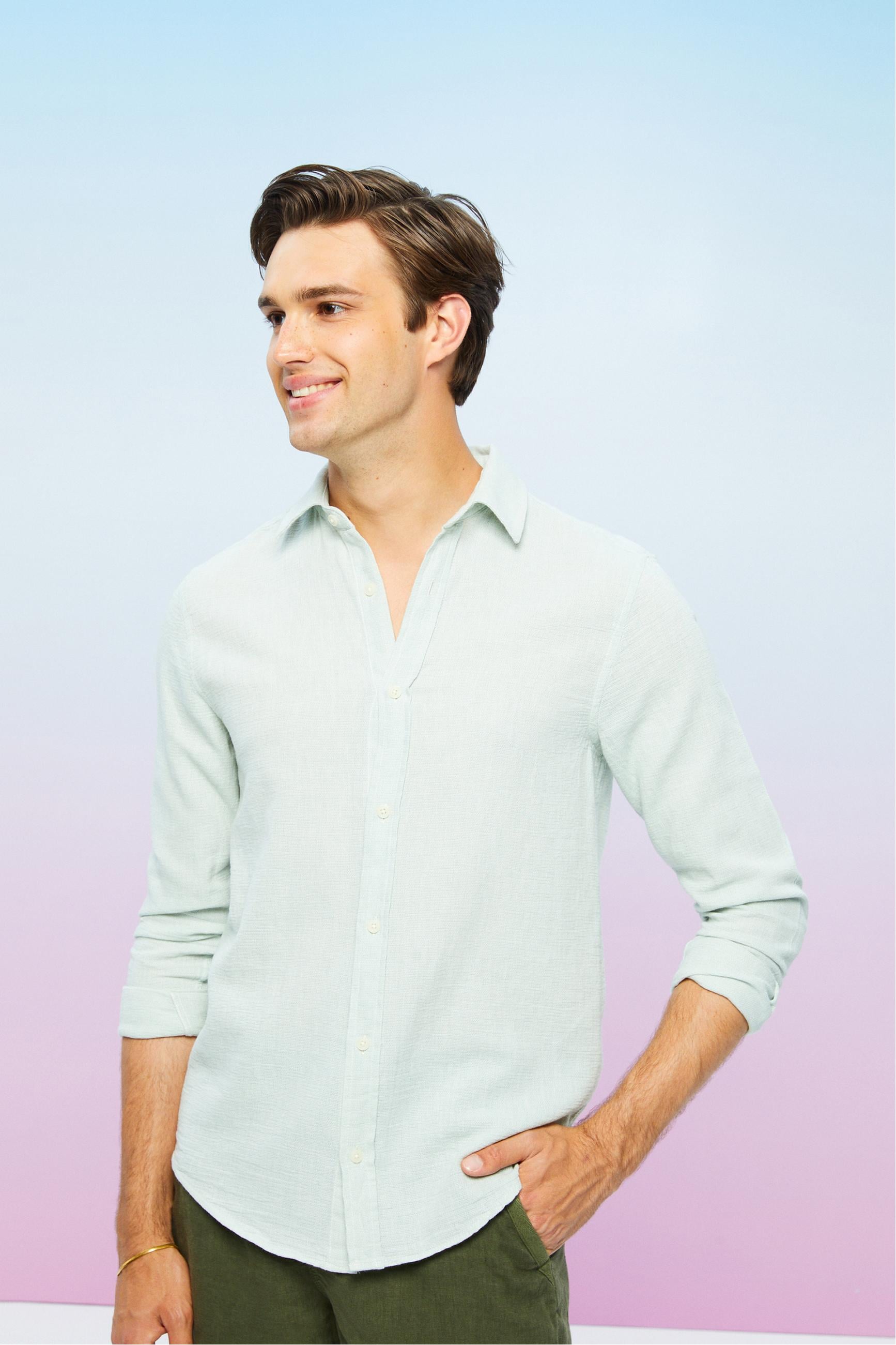 KETEN KARIŞIMLI REGULAR FIT GÖMLEK