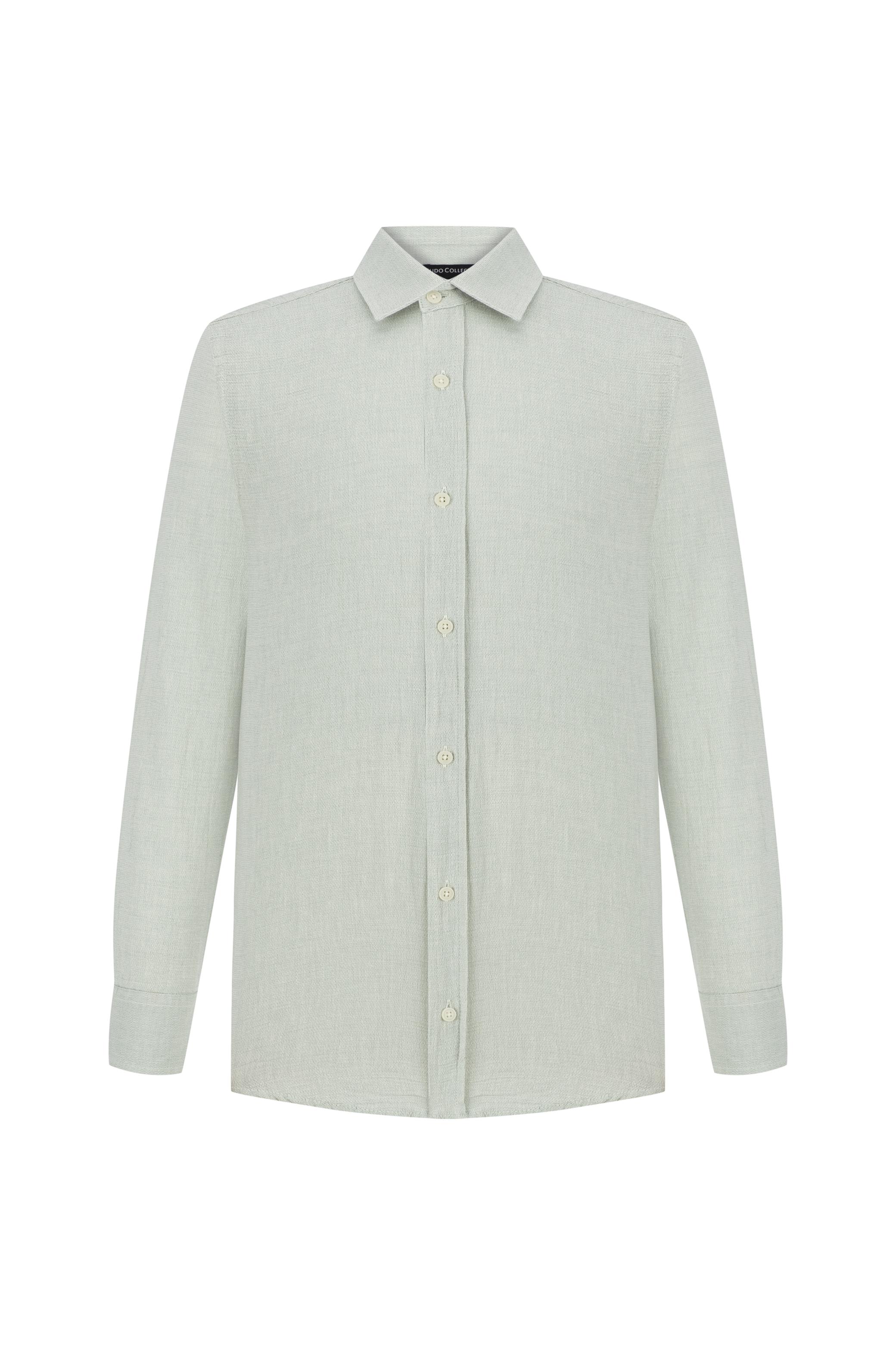 KETEN KARIŞIMLI REGULAR FIT GÖMLEK