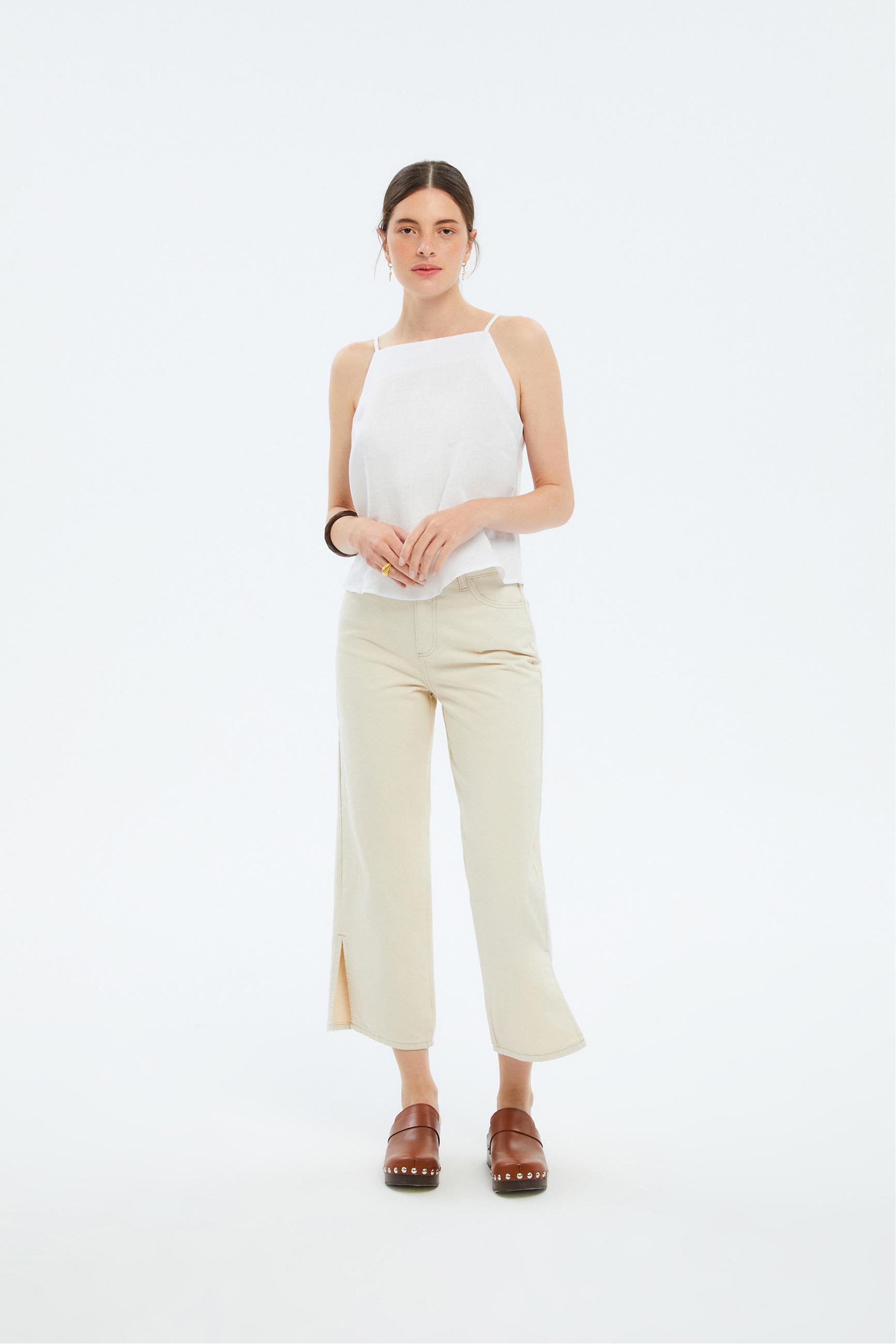 YIRTMAÇLI GENİŞ PAÇA JEAN PANTOLON