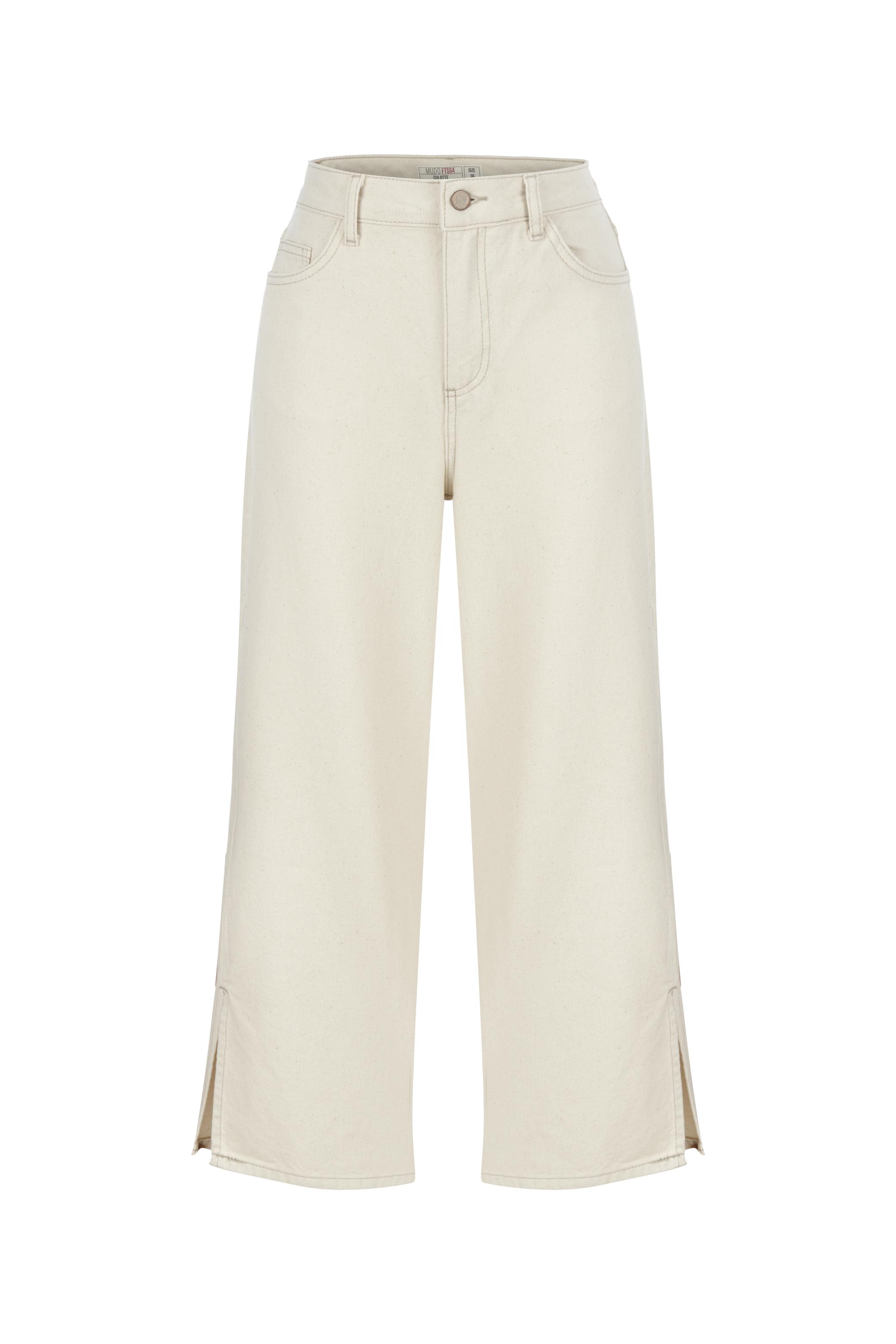 YIRTMAÇLI GENİŞ PAÇA JEAN PANTOLON