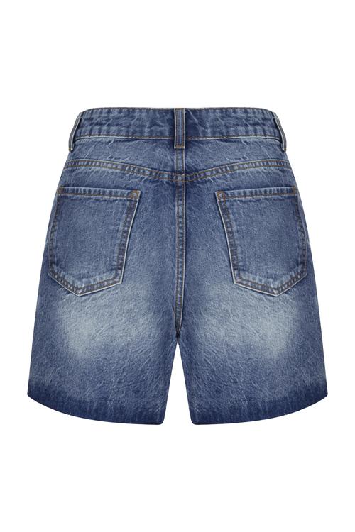  YÜKSEK BEL KESİK UÇLU MİNİ JEAN ŞORT