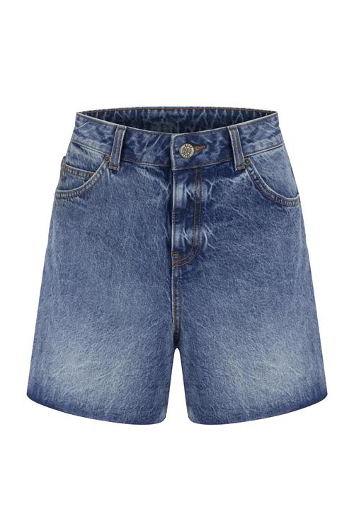  YÜKSEK BEL KESİK UÇLU MİNİ JEAN ŞORT