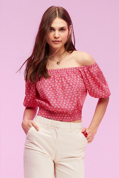  DÜŞÜK OMUZ CROP BLUZ