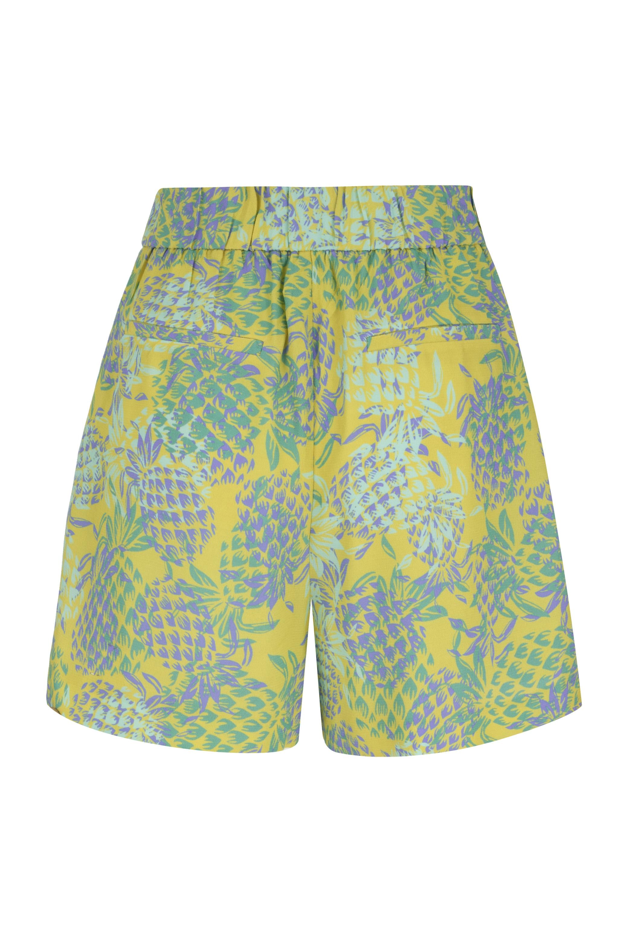 ANANAS DESENLİ YÜKSEK BEL MİNİ ŞORT