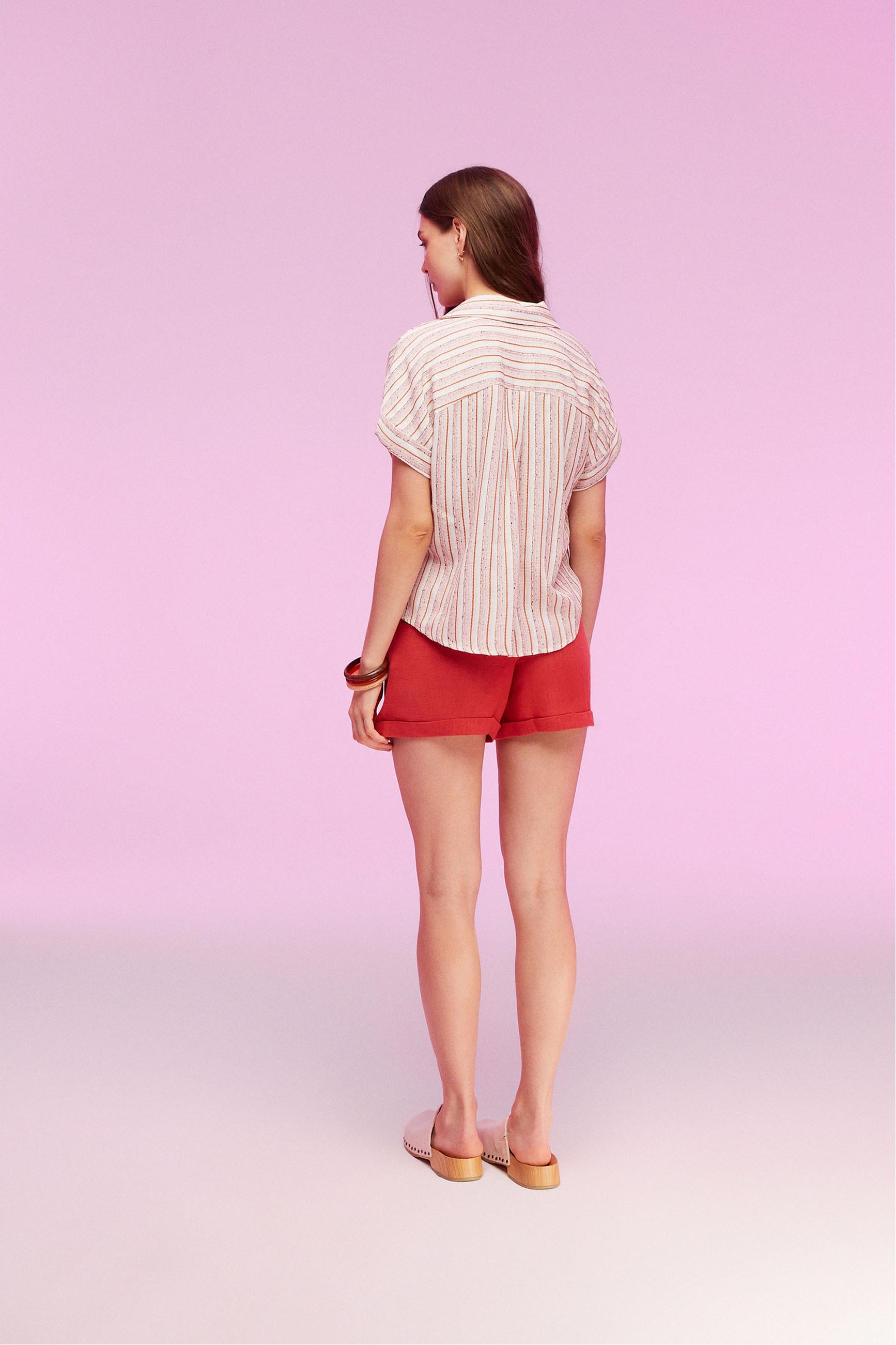 TAHTA DÜĞMELİ YÜKSEK BEL MİNİ ŞORT