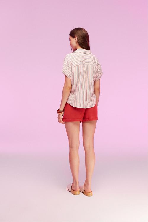  TAHTA DÜĞMELİ YÜKSEK BEL MİNİ ŞORT