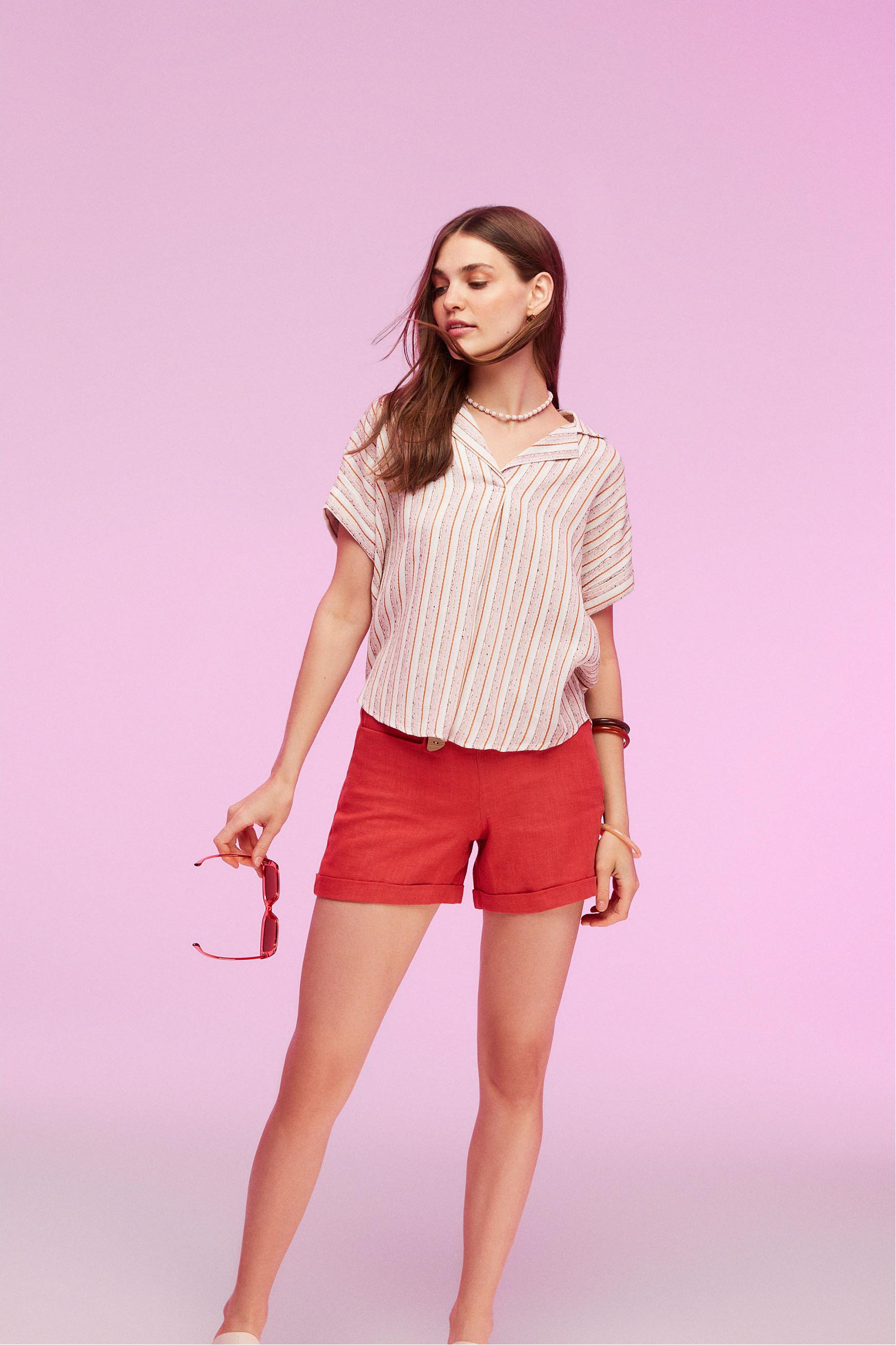 TAHTA DÜĞMELİ YÜKSEK BEL MİNİ ŞORT