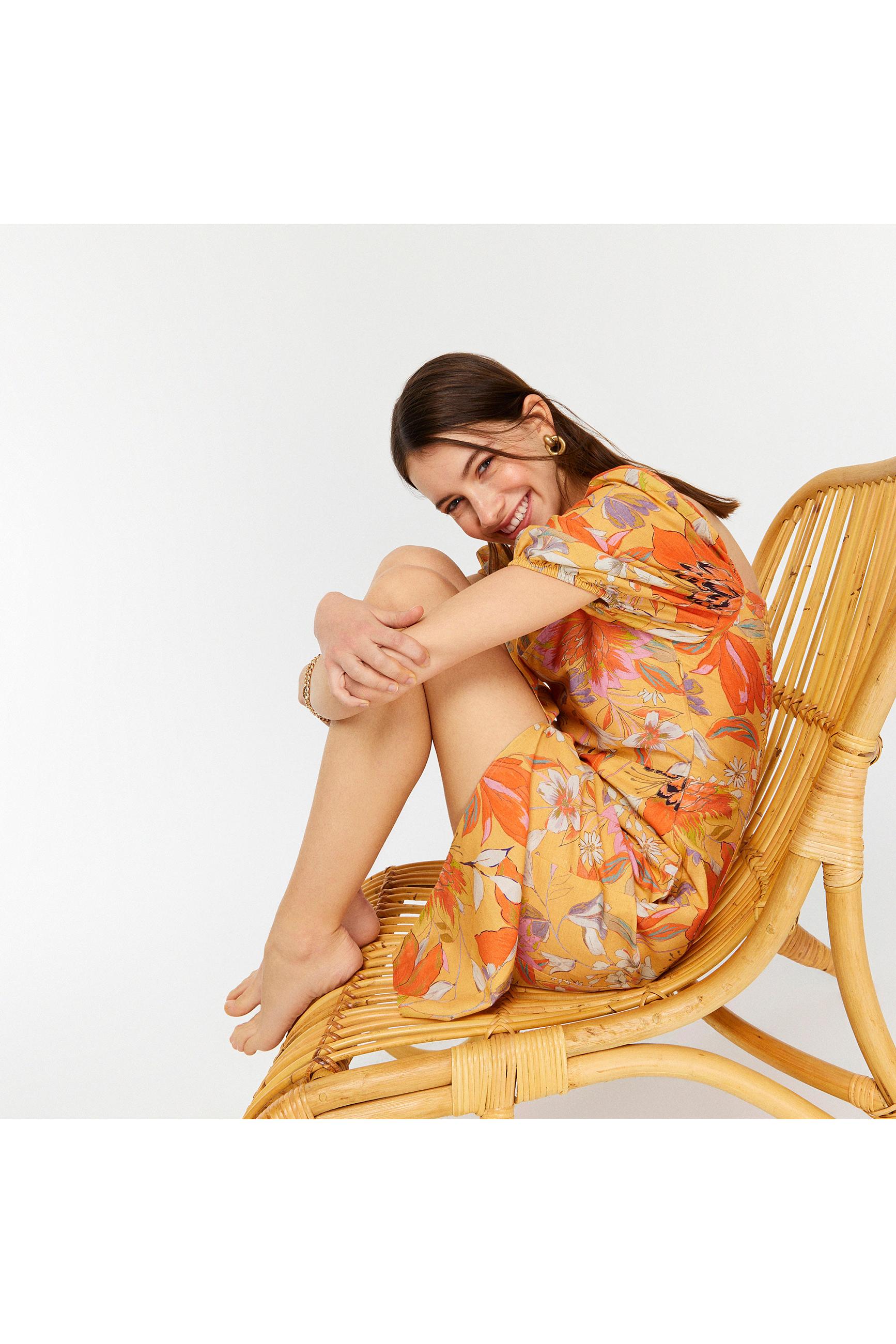 YIRTMAÇ DETAYLI KARPUZ KOL MİDİ ELBİSE