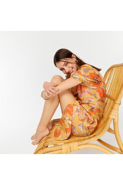  YIRTMAÇ DETAYLI KARPUZ KOL MİDİ ELBİSE