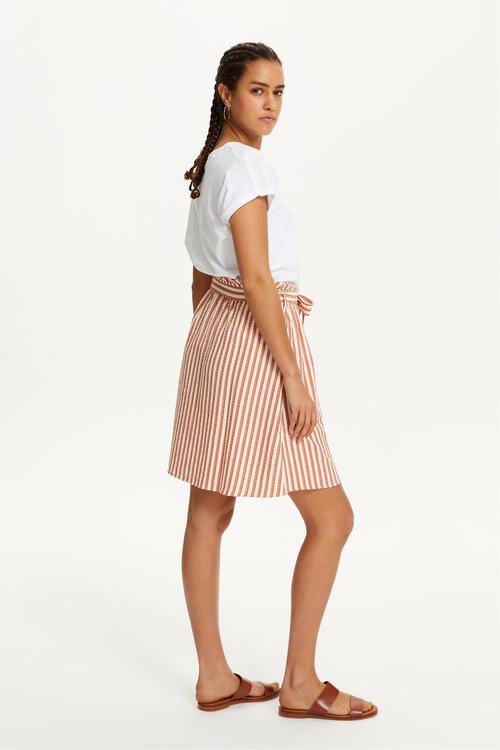  KUŞAKLI ÇİZGİLİ MİNİ ETEK