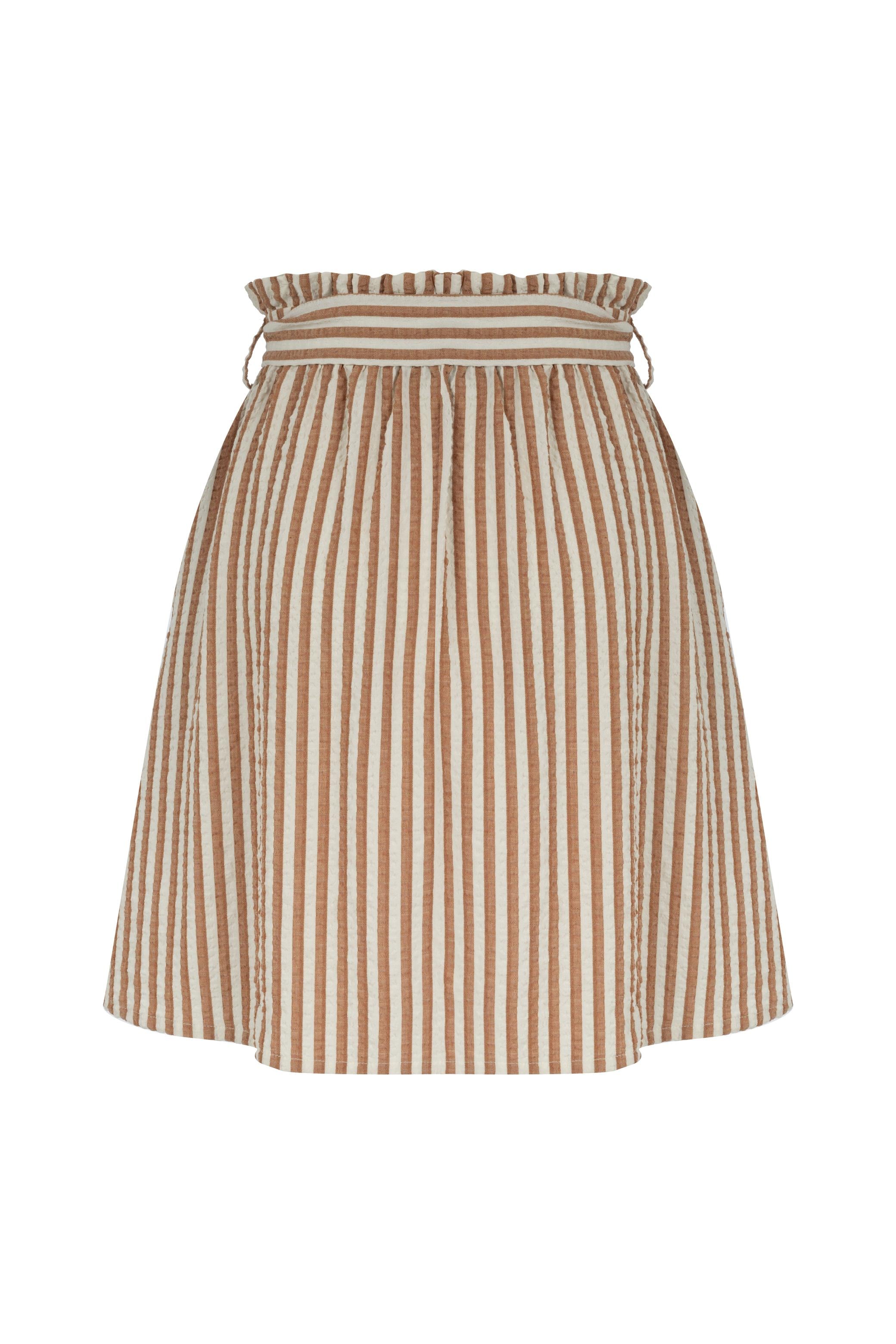 KUŞAKLI ÇİZGİLİ MİNİ ETEK
