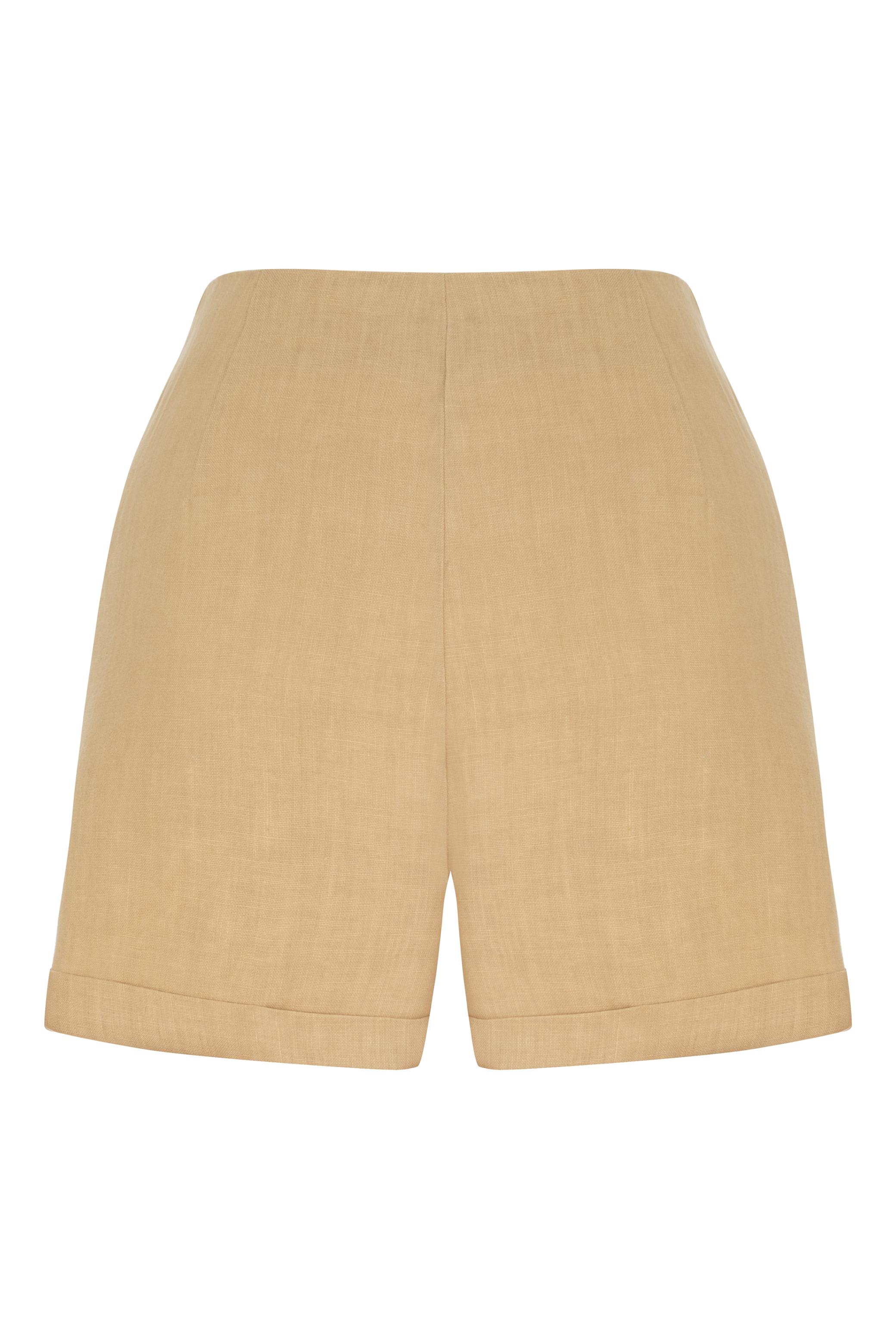 TAHTA DÜĞMELİ YÜKSEK BEL MİNİ ŞORT