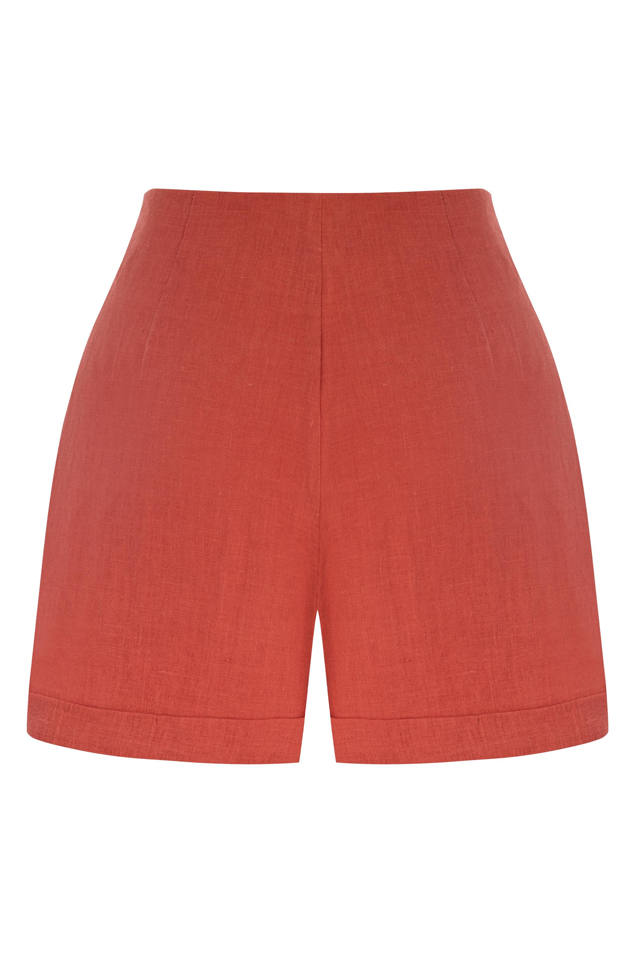 TAHTA DÜĞMELİ YÜKSEK BEL MİNİ ŞORT