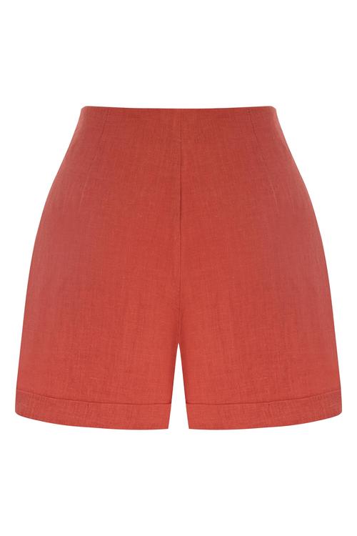  TAHTA DÜĞMELİ YÜKSEK BEL MİNİ ŞORT