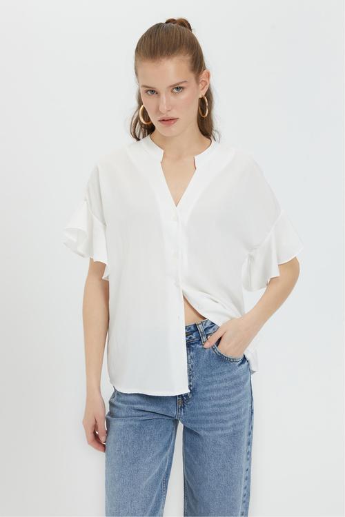  LİYOSEL KARIŞIMLI KISA KOLLU GÖMLEK