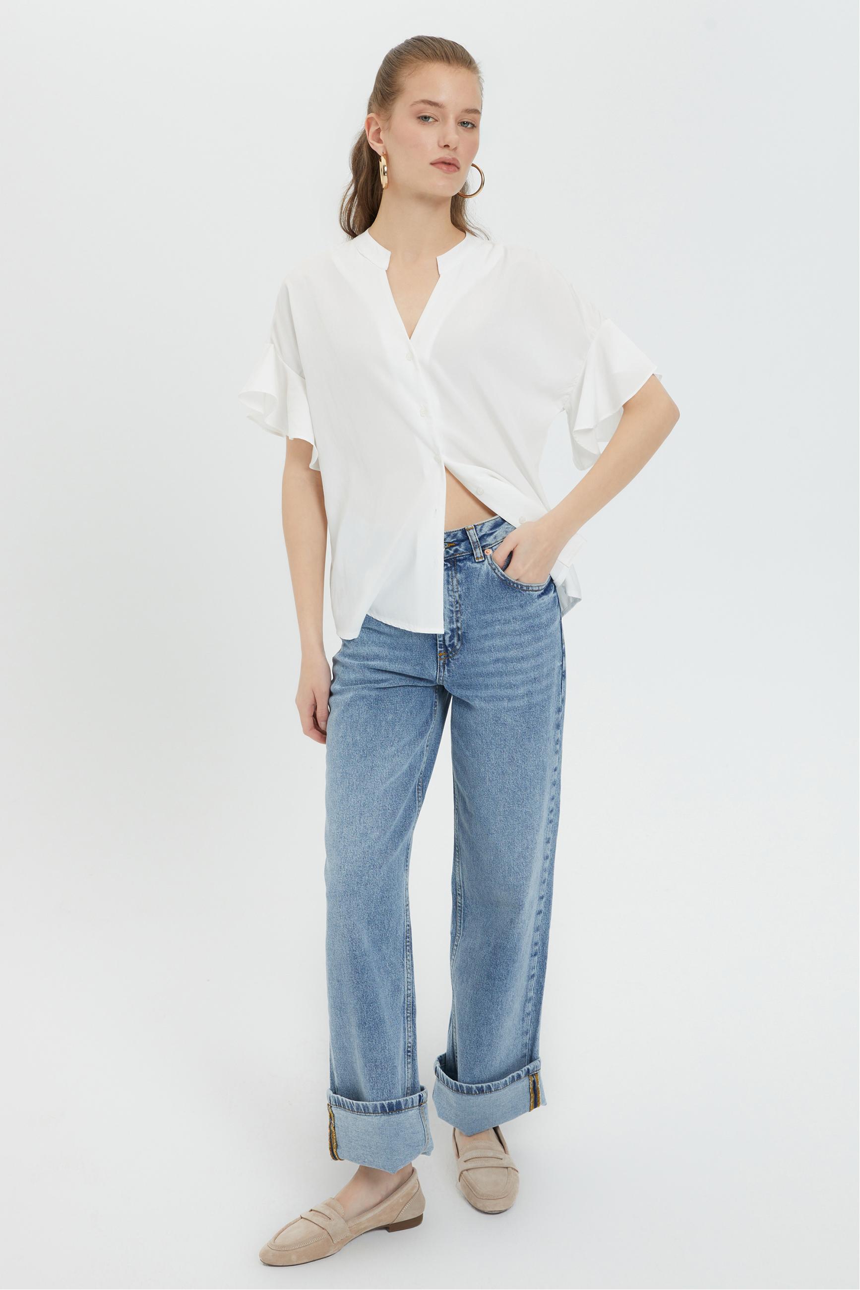 LİYOSEL KARIŞIMLI KISA KOLLU GÖMLEK