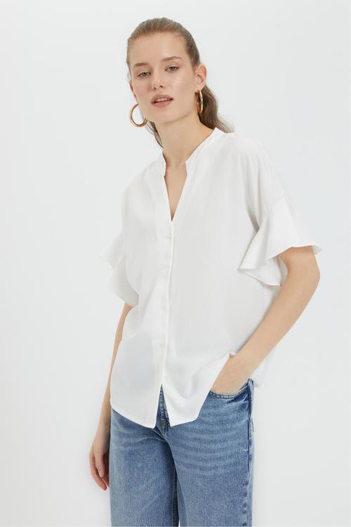  LİYOSEL KARIŞIMLI KISA KOLLU GÖMLEK