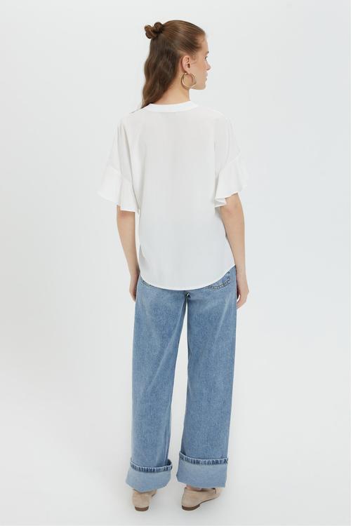  LİYOSEL KARIŞIMLI KISA KOLLU GÖMLEK