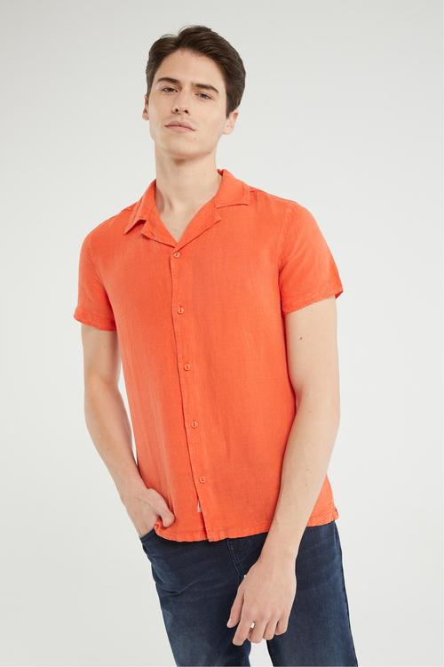  KISA KOLLU REGULAR FIT KETEN GÖMLEK