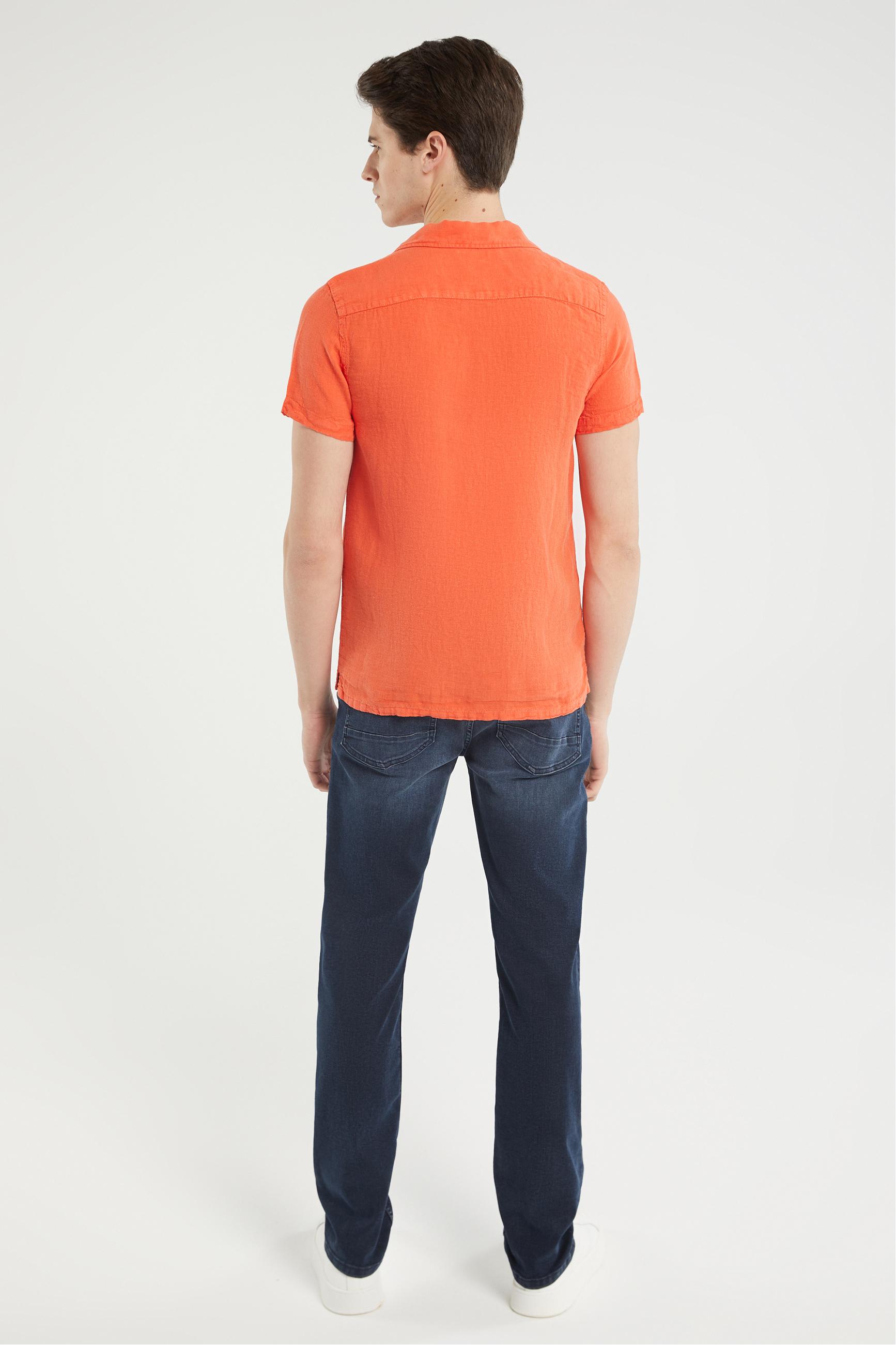 KISA KOLLU REGULAR FIT KETEN GÖMLEK