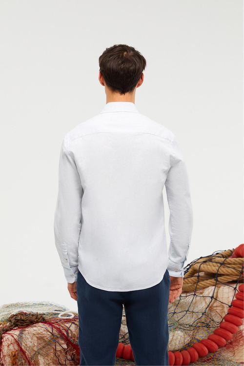  KETEN KARIŞIMLI PAMUKLU REGULAR FIT GÖMLEK