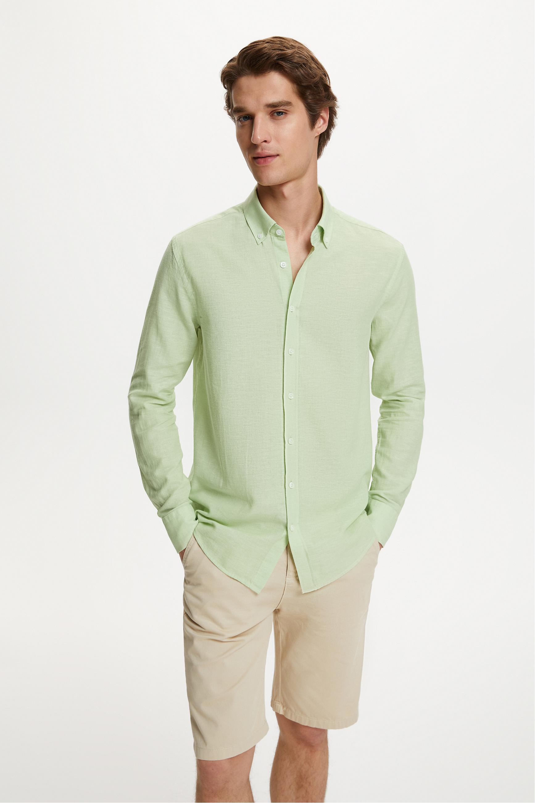 REGULAR FIT KETEN GÖMLEK