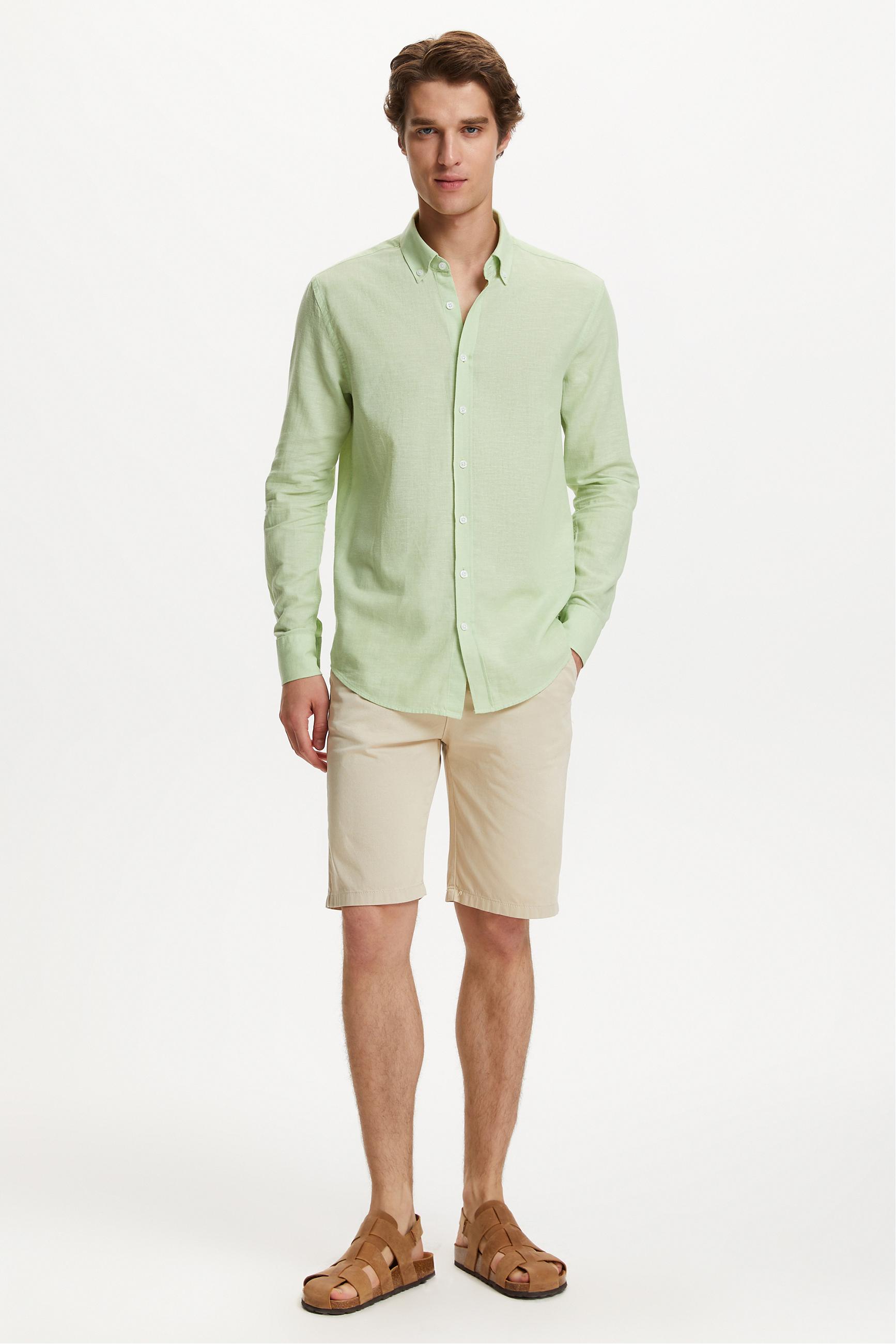 REGULAR FIT KETEN GÖMLEK