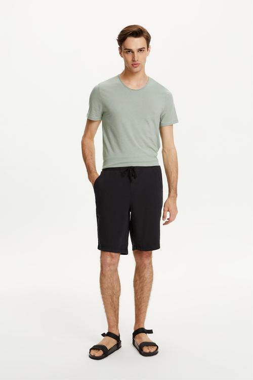  KETEN KARIŞIMLI BELİ BAĞLAMALI ŞORT