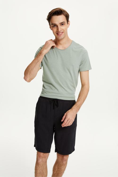  KETEN KARIŞIMLI BELİ BAĞLAMALI ŞORT