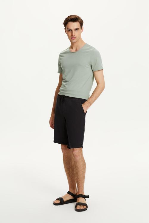  KETEN KARIŞIMLI BELİ BAĞLAMALI ŞORT