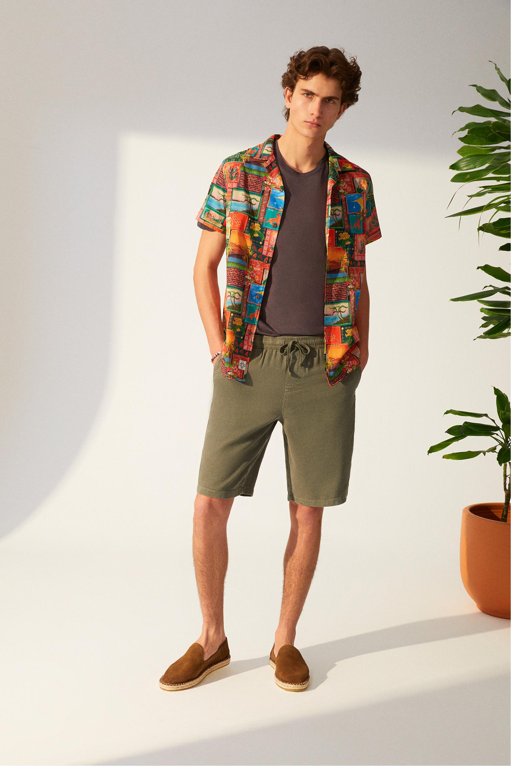 DESENLİ KISA KOLLU REGULAR FIT GÖMLEK