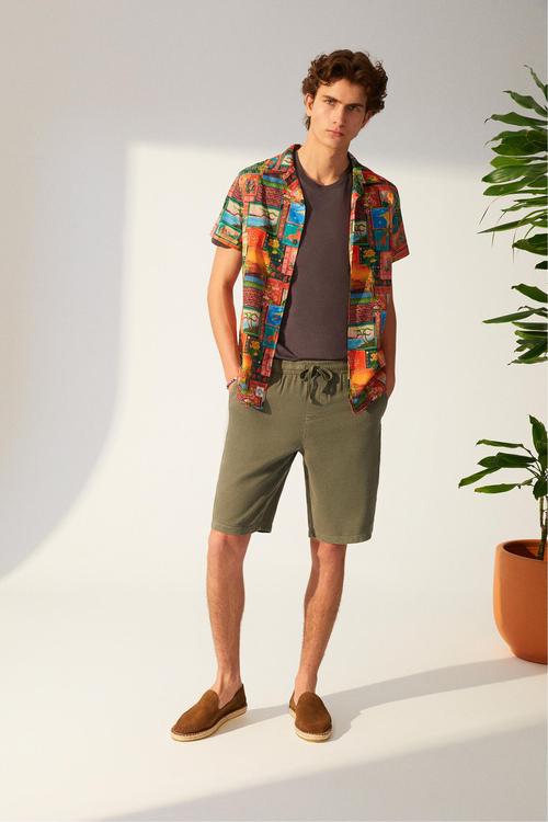  DESENLİ KISA KOLLU REGULAR FIT GÖMLEK