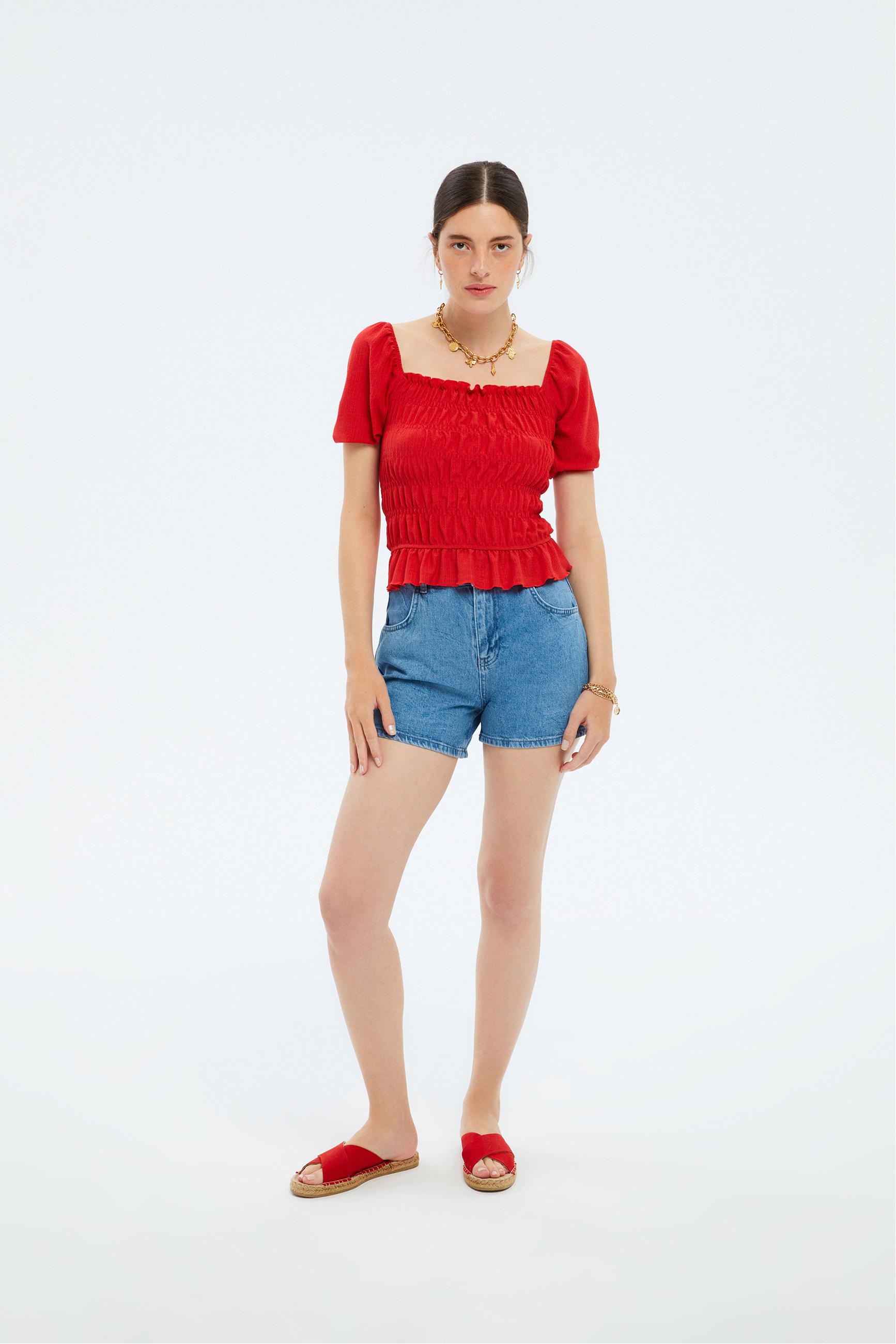 BÜZGÜLÜ DÜŞÜK OMUZ BLUZ