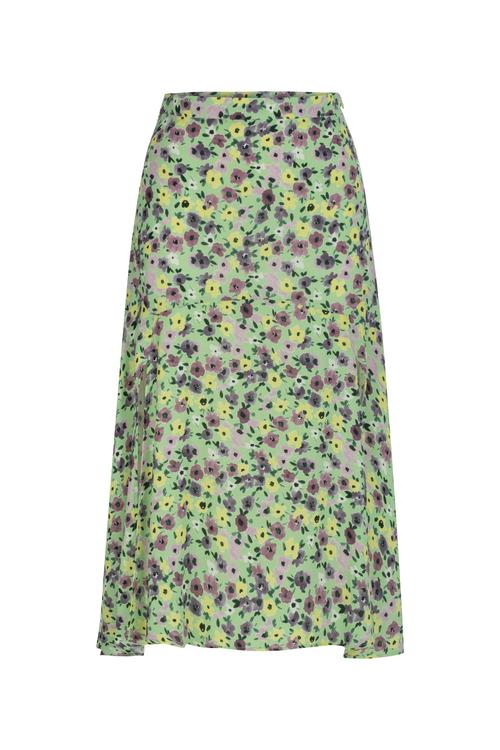  ÇİÇEK DESENLİ YIRTMAÇLI MİDİ ETEK