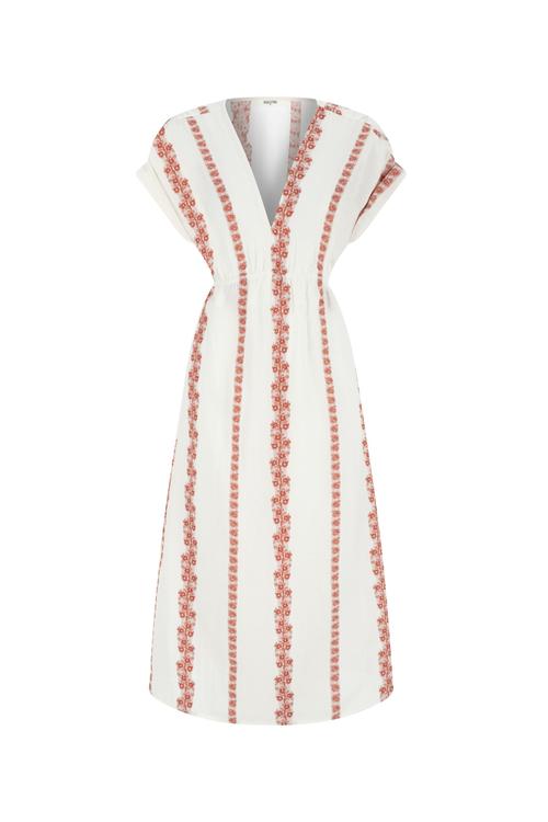  ETNİK DESENLİ KISA KOLLU MİDİ ELBİSE