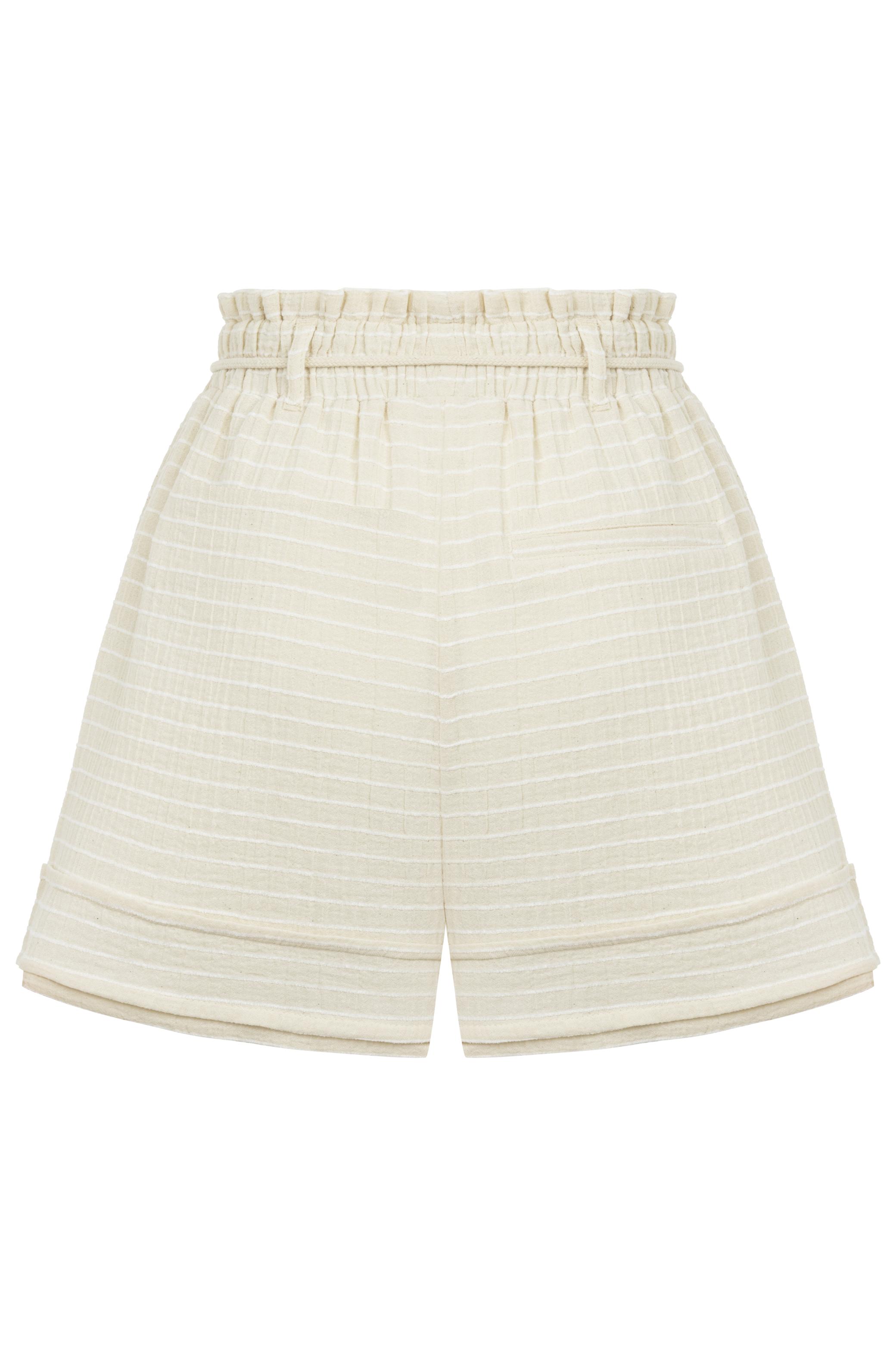 KORDON DETAYLI DOKULU MİNİ ŞORT