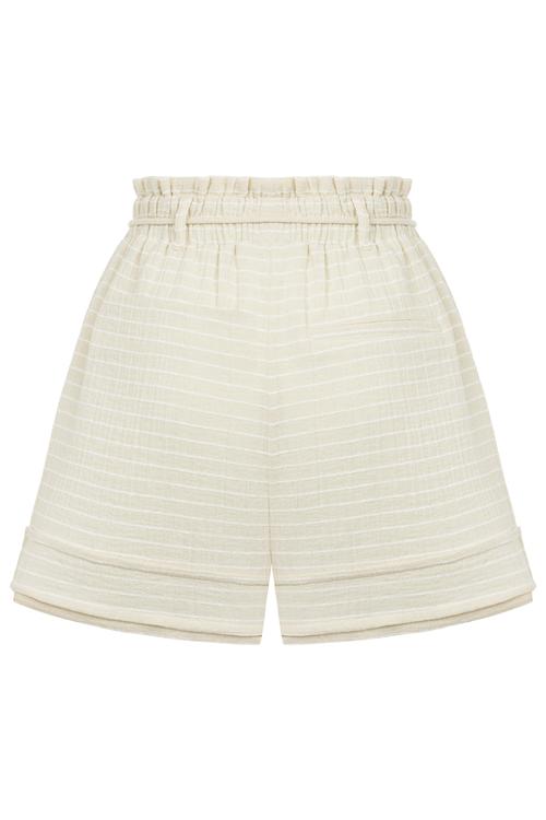  KORDON DETAYLI DOKULU MİNİ ŞORT