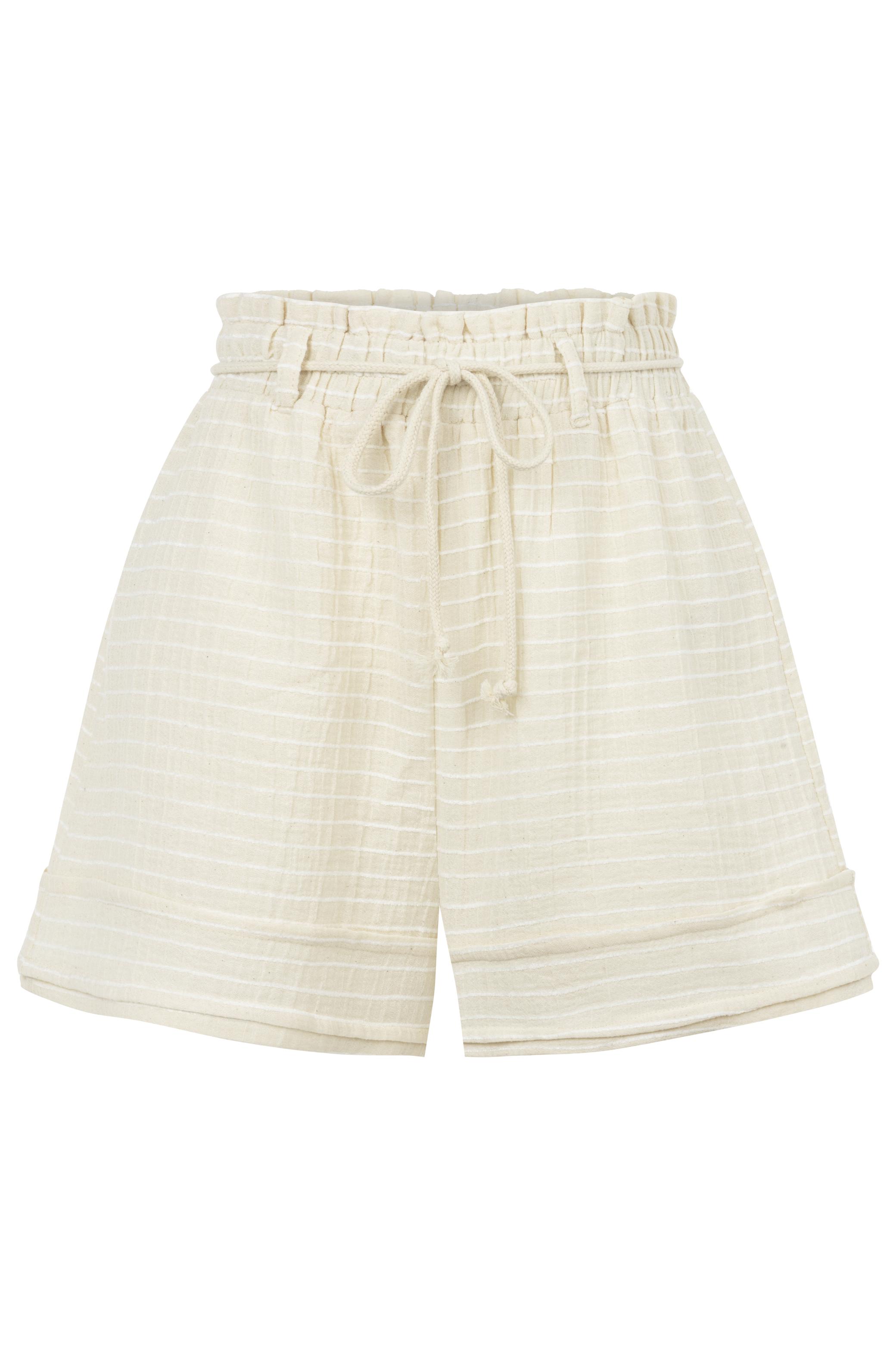 KORDON DETAYLI DOKULU MİNİ ŞORT