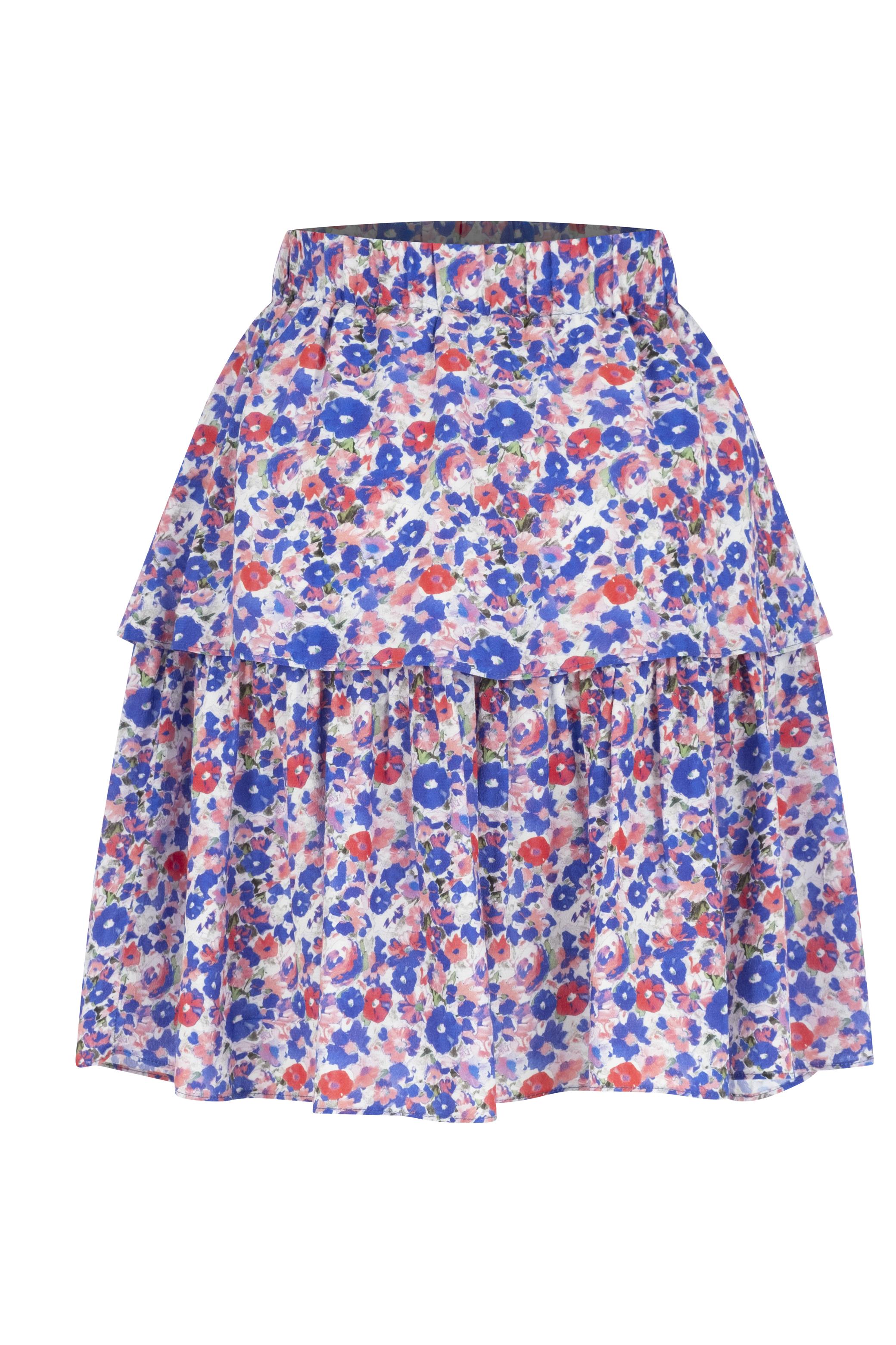 ÇİÇEKLİ DESENLİ VİSKOZ MİNİ KLOŞ ETEK