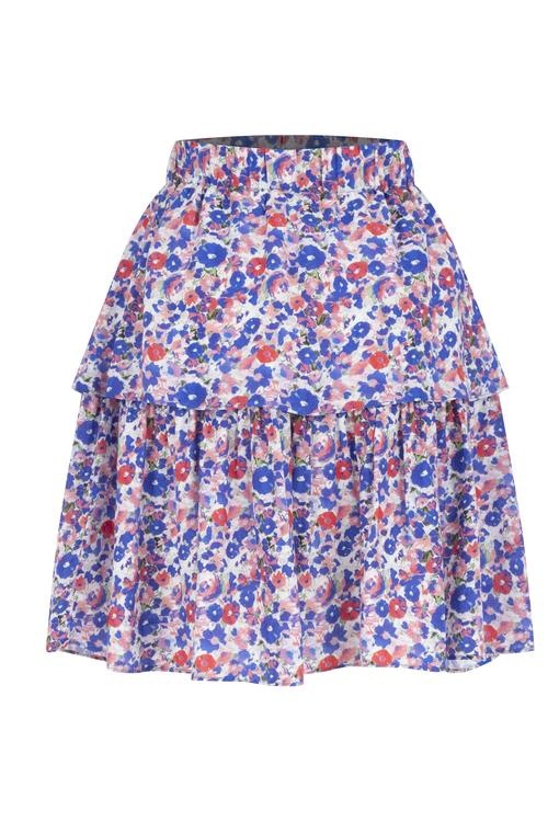  ÇİÇEKLİ DESENLİ VİSKOZ MİNİ KLOŞ ETEK