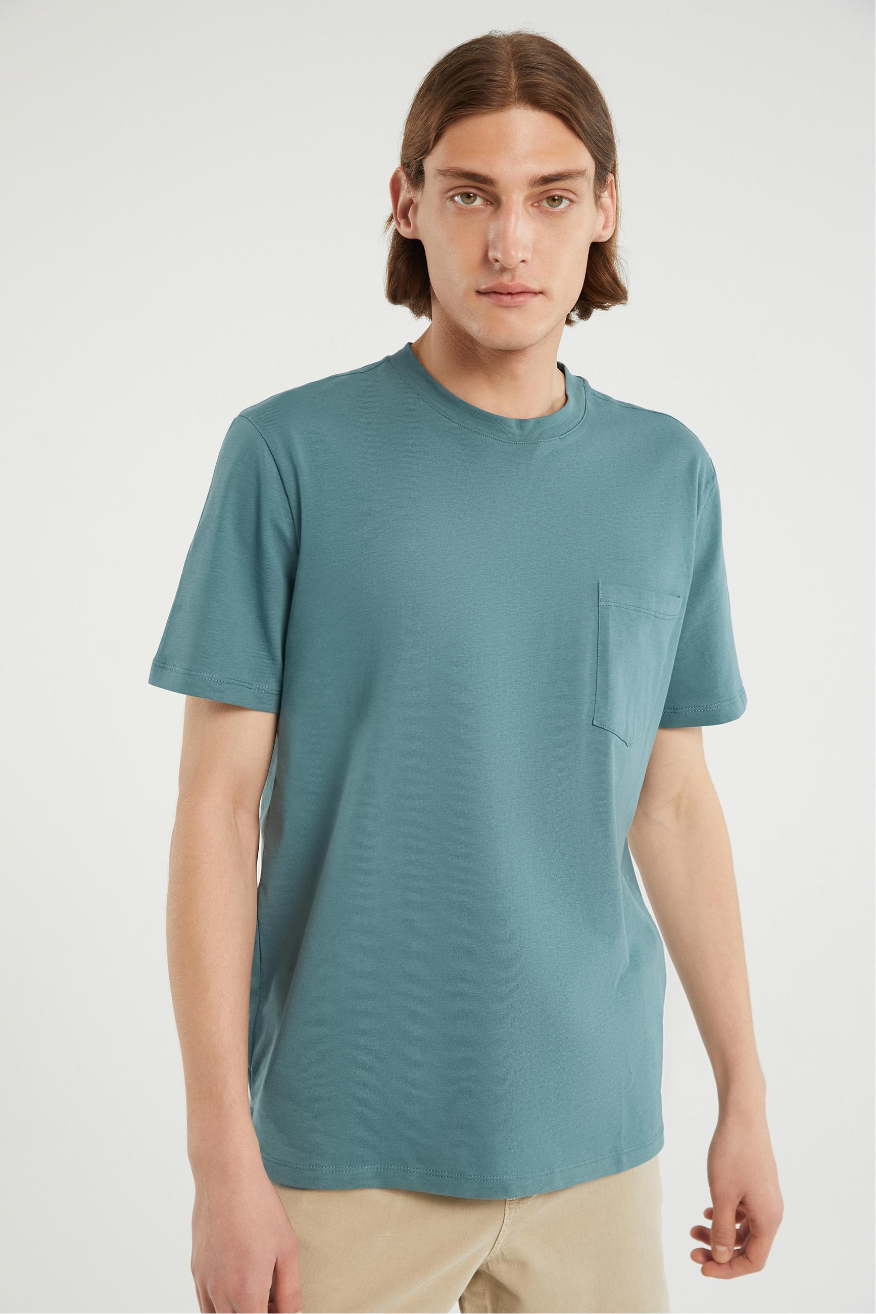 BİSİKLET YAKA CEP DETAYLI BASIC T-SHIRT