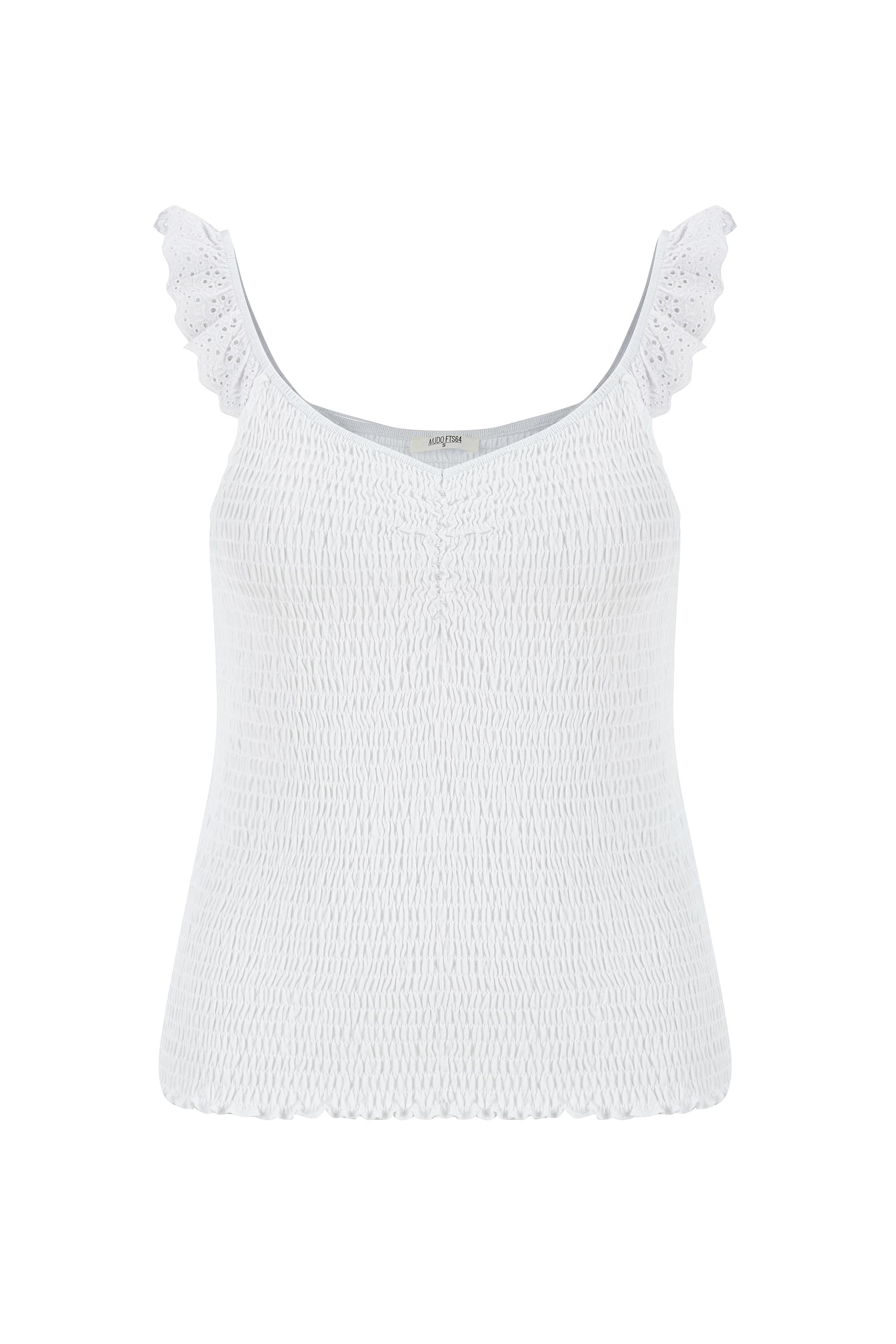 GİPELİ DANTELLİ KOLSUZ BLUZ