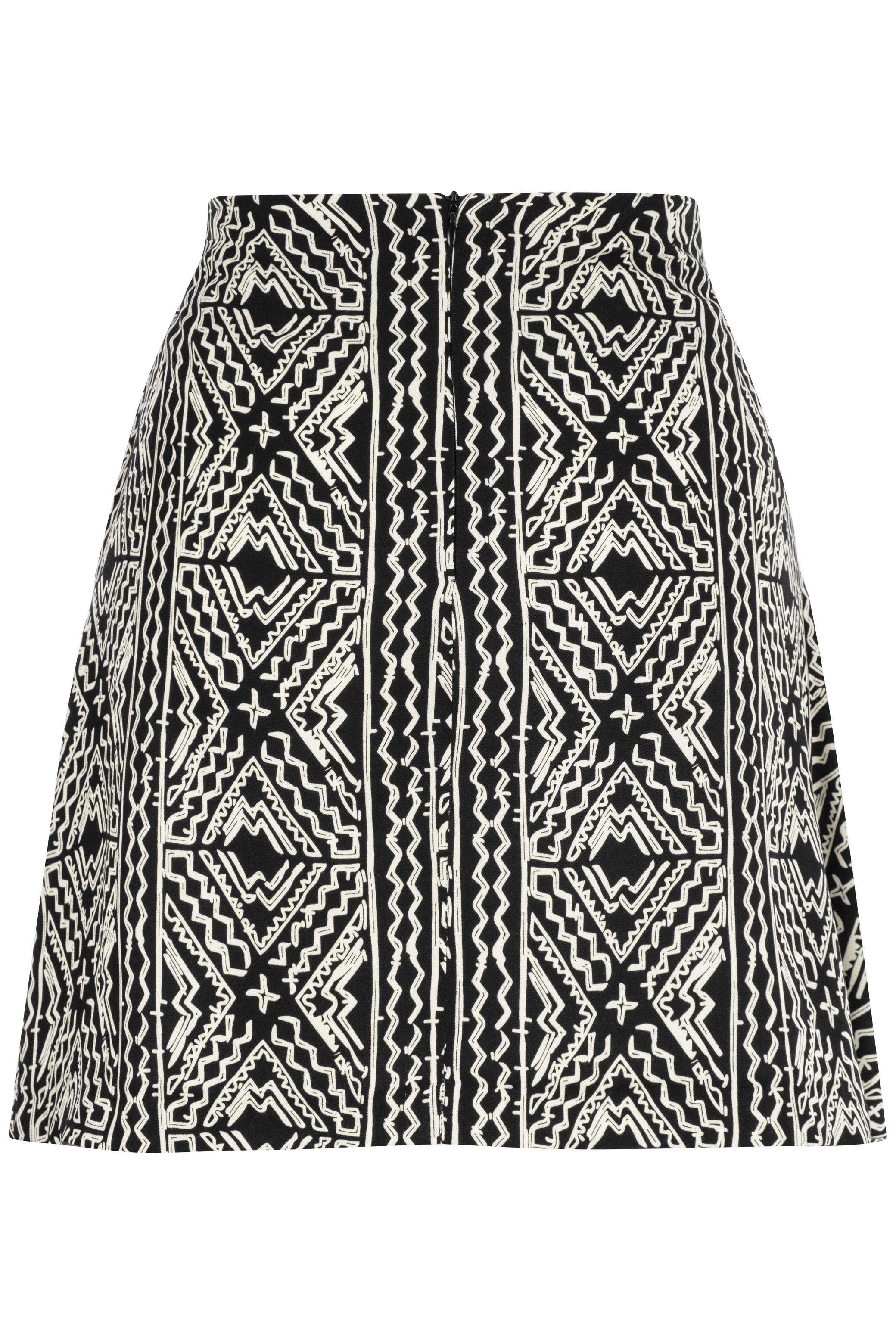 ETNİK DESENLİ DÜZ KESİM MİNİ ETEK